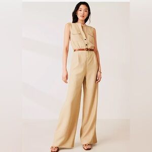 Ann Taylor Split-neck Sleeveless Wide-Leg Jumpsuit
